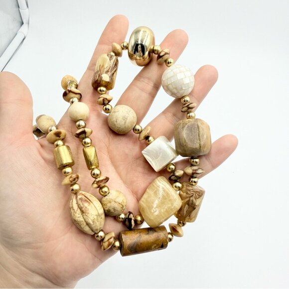 Himalayan Nepalese Indo Tibetan Chunky Beads MOP Agate Necklace - Picture 3 of 10